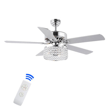 Kristie 52" Crystal/Metal Modern Glam Drum LED Ceiling Fan With Remote - JONATHAN Y